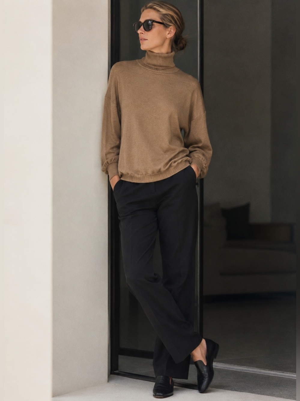 INC Baked Clay Tan Turtleneck Sweater NWT Large Quiet Luxury 90s Minimalist